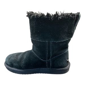 Koolaburra by Ugg Girls Black Suede Short Boot with Side Zipper Size 1